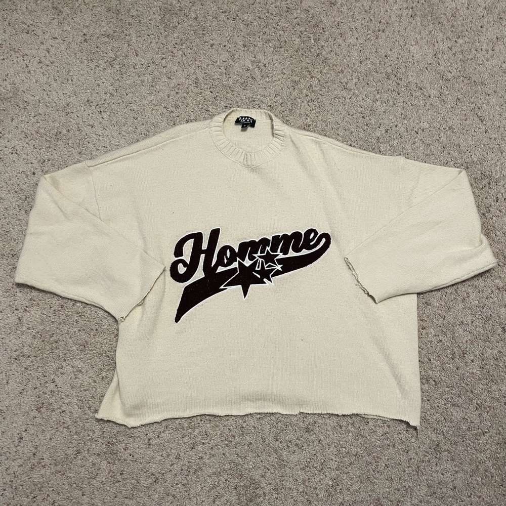 Cropped Boohooman Knit Sweatshirt
